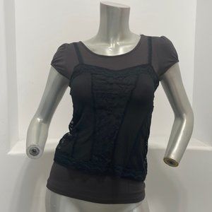 Express Short Sleeve Top Overlay Lace Tank Size XS